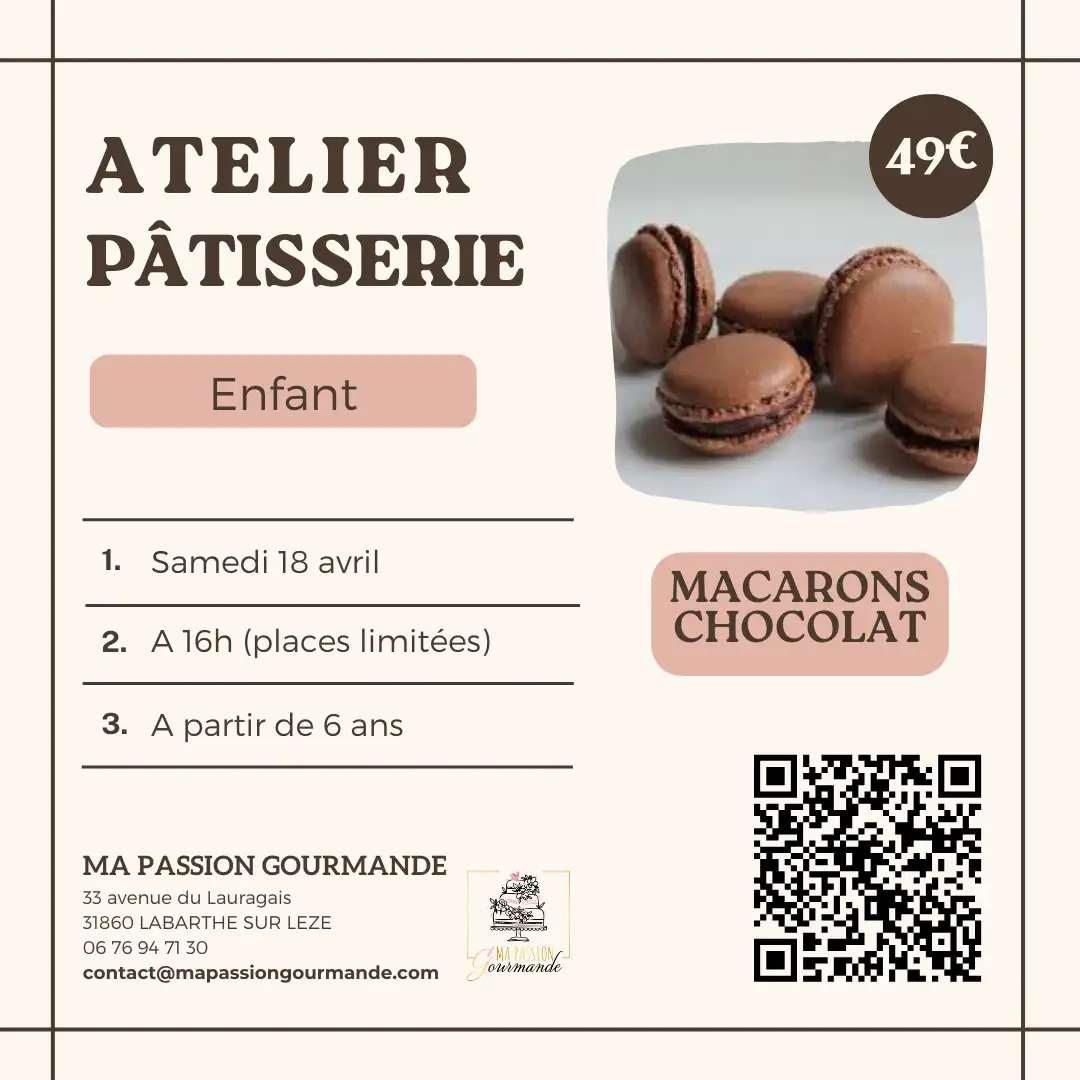 Atelier Pâtisserie - enfants - Macarons Chocolat