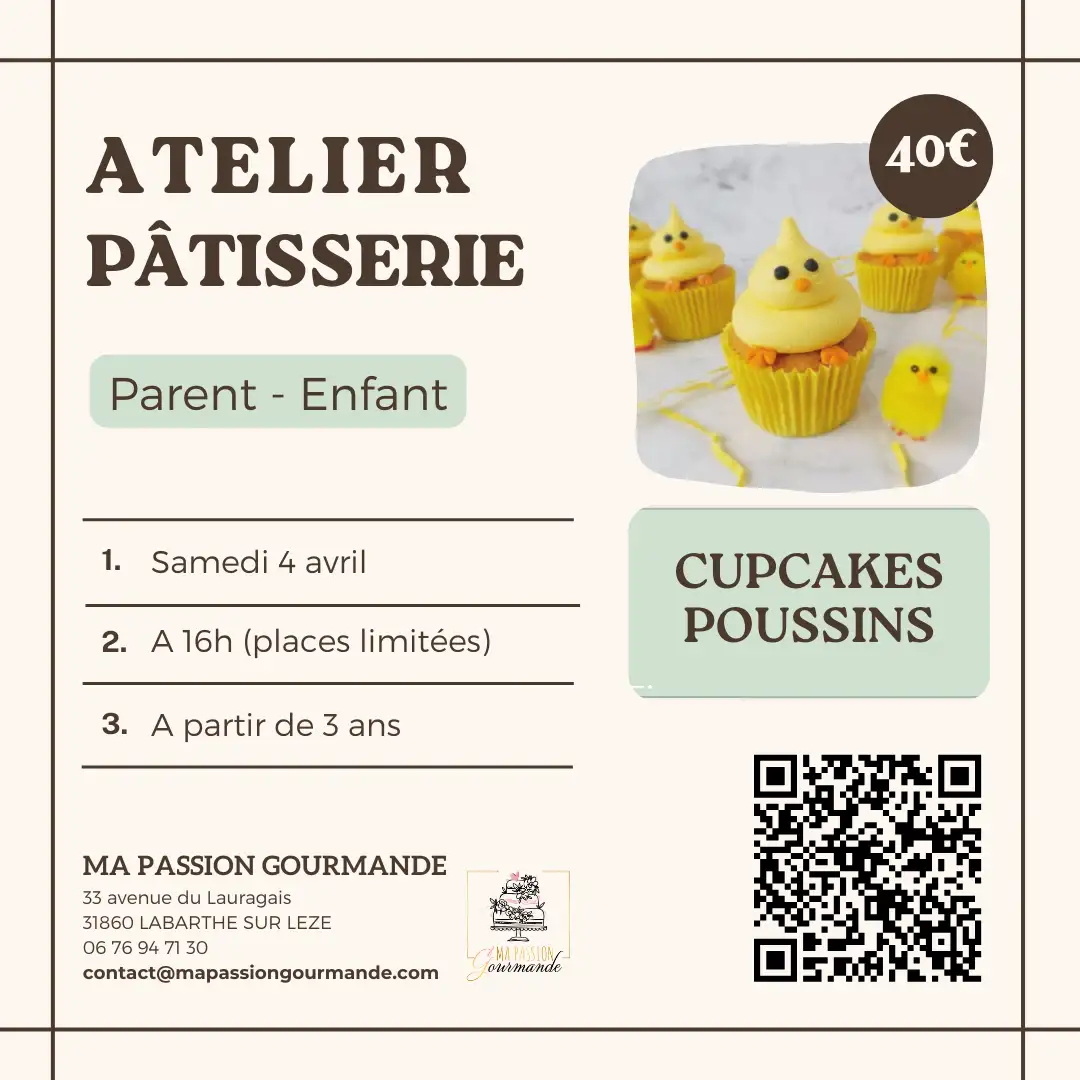 Atelier Pâtisserie - parent & enfant - Cupcakes poussins