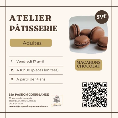 Atelier Pâtisserie - adultes - Macarons Chocolat
